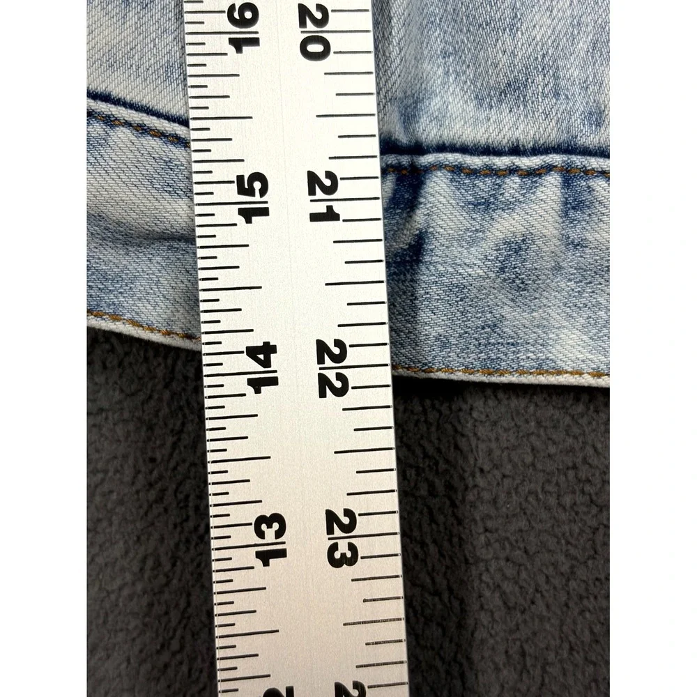 Time And Tru Trucker Jacket Women XL(16-18) Blue Denim Cotton Stretch Light Wash